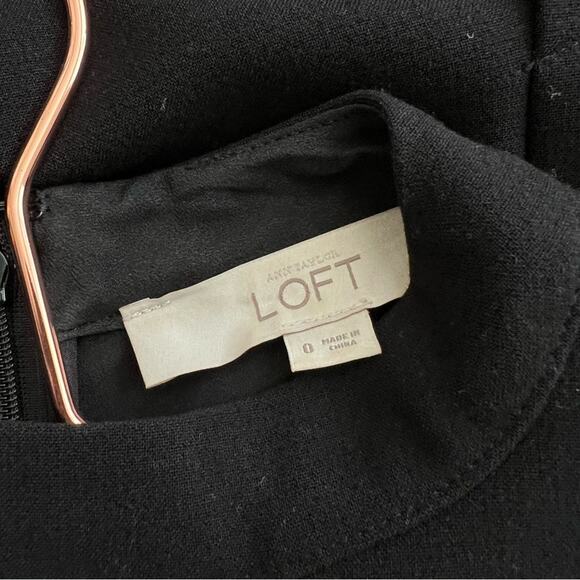 LOFT Black Mock Neck Keyhole Cutout Sleeveless Sheath Panel Dress - Picture 6 of 7